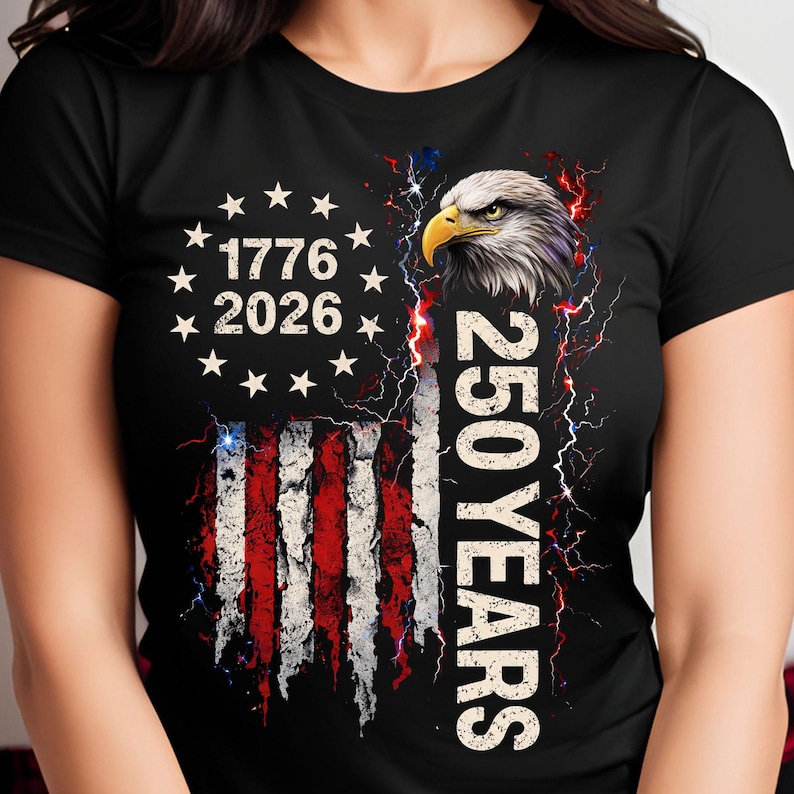 Fourth of July eagle design with USA 250 anniversary text
