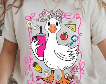 Kokette Dumme Gans Lehrer PNG: Adrette Blumen Back to School (Digitaler Download