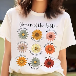 Woman of the Bible PNG: Christian Floral Shirt Design (Digital Download