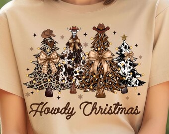 Western Christmas PNG: Cowboy Hat, Leopard Cow Print (Digital Download)