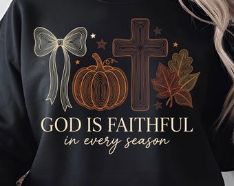 God Is Faithful Fall Pumpkin Bow Cross PNG (Digital Download)