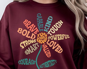 Inspirierendes Blumenzitat PNG: Positive Affirmationen, Selbstliebe (digitaler Download)