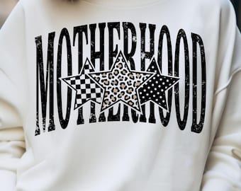 Motherhood Leopard Star PNG, Retro Distressed Wild West Rodeo Western Cowgirl (Instant Digital Download)