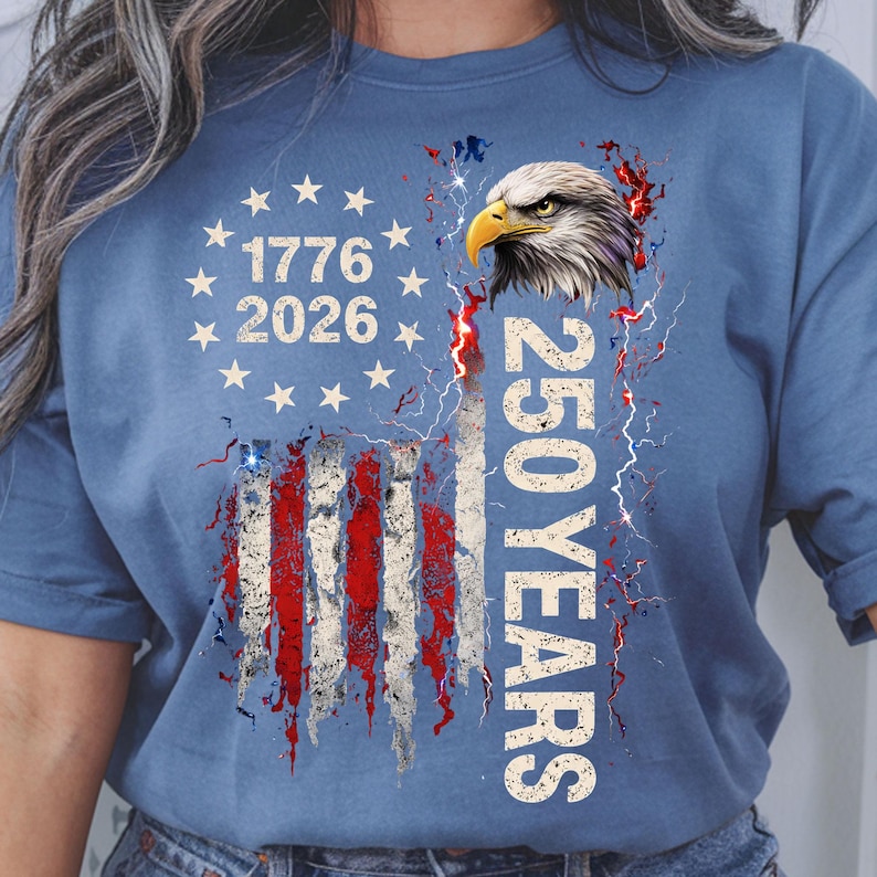 1776 2026 USA anniversary design with stars and stripes eagle