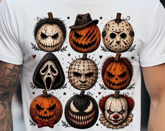 Halloween PNG, Spooky Horror Pumpkin Faces, Scary Sublimation Design (Digital Download)