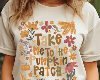Fall Pumpkin Patch Floral Design PNG: Rustic Autumn Digital Download