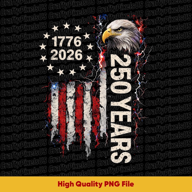 Bold patriotic bald eagle PNG with distressed American flag design