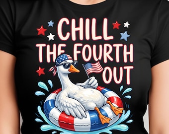 Chill The Fourth Out PNG, Retro Patriotischer Gänsesommer, lustiger 4. Juli (Digitaler Download)