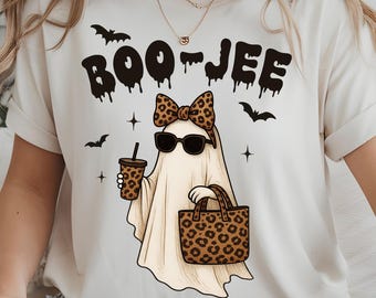 Boo-Jee Leopard Ghost PNG: Spooky Coffee Design (Digital Download)