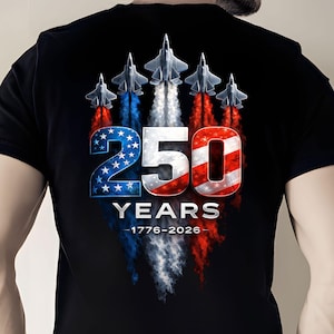 250 Years USA Air Force PNG, 1776-2026 Patriotic Fighter Jet, American Flag (Digital Download)