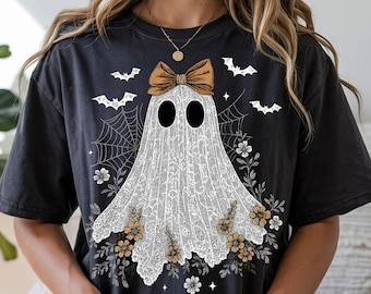 Lace Ghost PNG – Vintage Halloween Floral Spooky Design (Digital Download)