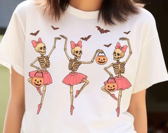 Halloween Ballerinas PNG: Dancing Skeletons with Pumpkins (Digital Download)