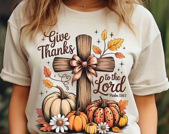 Thanksgiving Cross PNG, Christian Fall, Autumn Pumpkins (Digital Download)