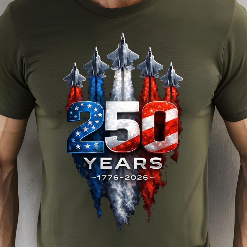 American flag themed 250 years PNG for Independence Day shirt prints.