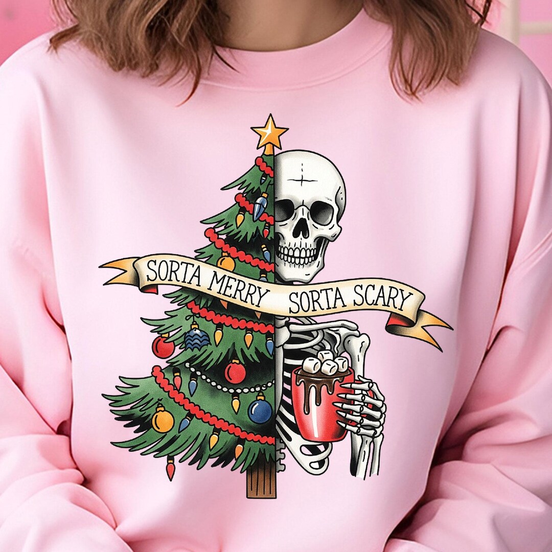 Sorta Merry Sorta Scary PNG: Skeleton Christmas Tree Funny Spooky ...