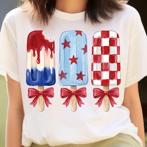 Patriotic Popsicle PNG, 4th of July Ice Cream, Red White Blue Summer (Digital Download)