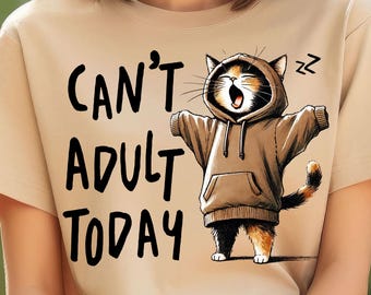 Funny Cat PNG: Sarcastic Lazy Cat in Hoodie (Digital Download)