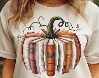 Pumpkin Book Stack PNG: Fall Autumn Book Lover Halloween Teacher Sublimation (Digital Download)