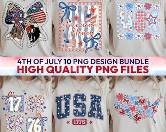4th of July PNG Bundle: Retro American Flag Designs (Digital Download)
