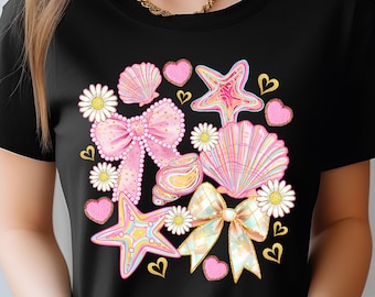 Coquette Seashell PNG | Coastal Bow Starfish Clipart (Digital Download)