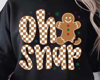 Oh Snap PNG: Gingerbread Funny Christmas Cookie Stars Snowflakes Checkered Letter (Digital Download)