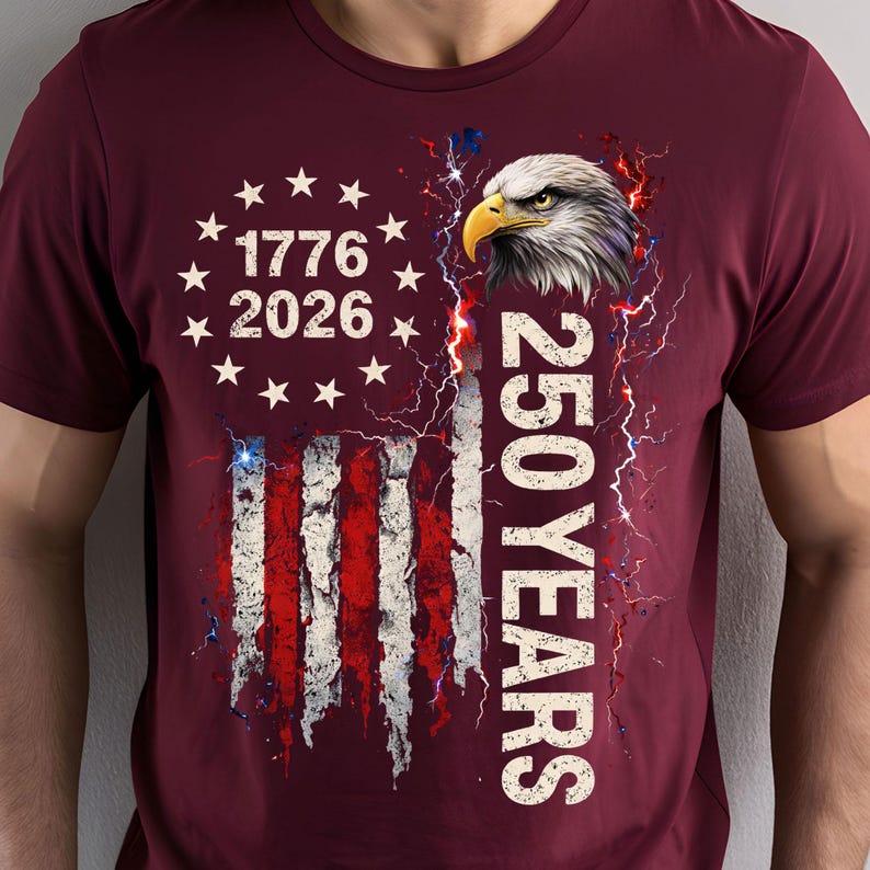250 years America celebration PNG with bold eagle artwork