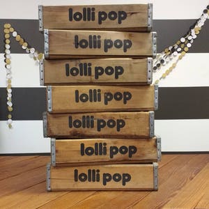 Lollipop Vintage Soda Crate | Antique lolli pop Wood and Metal Crate | Wooden Lolli Pop Crate | Kids Storage and Organization | Serving Tray