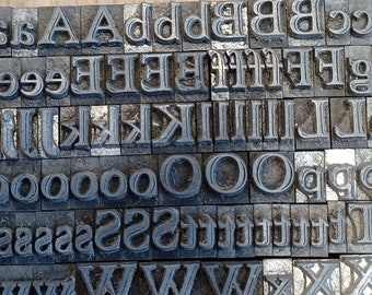 Antique Letterpress Letter Blocks | Vintage Printer Block Letters Punctuation Numbers | Newspaper Type Print | Type Set | Industrial Salvage