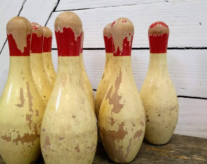 Antique Wooden Bowling Pin Vintage Bowling Pins Mantle Decor Carnival