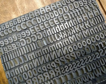 Antike Linoldruck Blöcke | Vintage Drucker Blockbuchstaben und Zahlen | Zeitungsart Druck | Typ Set | Industrielle Altwäsche