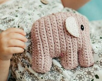 Elephant | Organic Baby Toddler Gift | Pebble | Fair Trade | Handmade Knit Toy | Pink Elephant | Machine Washable | Pretend Play