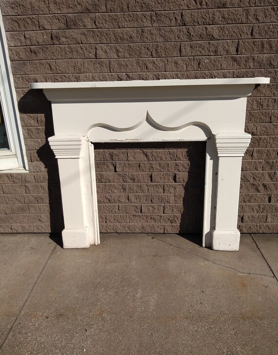 Antique Mantle Fireplace Surround White Mantel Primitive Vintage Farmhouse Architectural Salvage Lynn Michelle Design