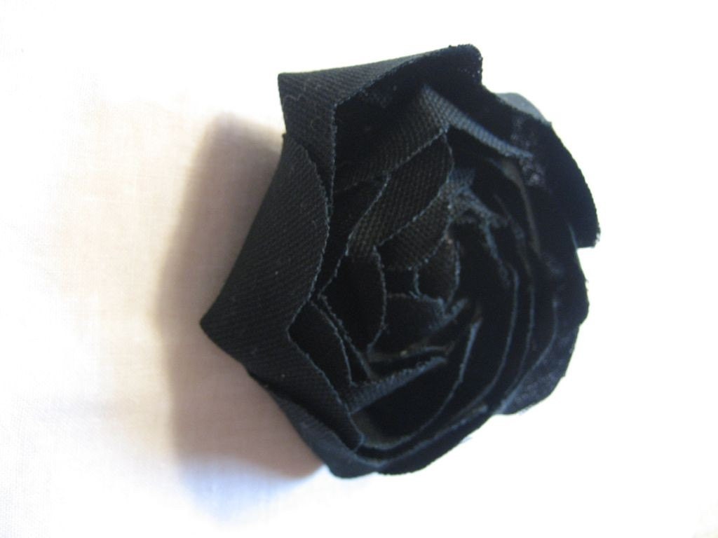 Black Rose Pin Hand Made Fabric Flower Pin Black Brooch | Etsy