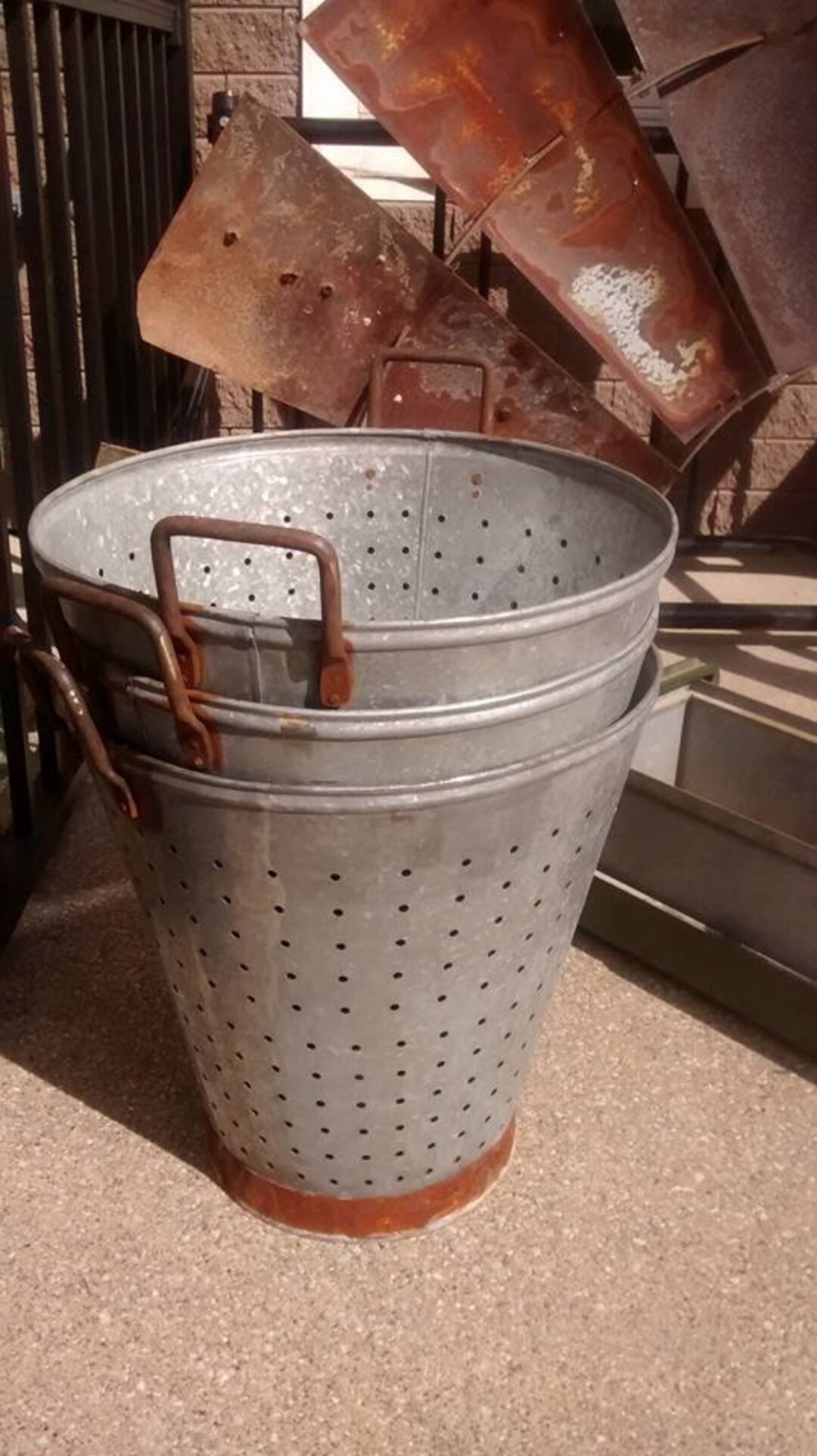 Olive Bucket Vintage Galvanized Metal Bucket Olive Bucket Living Room Organization Bohemian