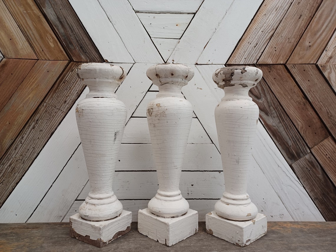 White Baluster Vintage Wooden Baluster Lamp Base Candle Etsy