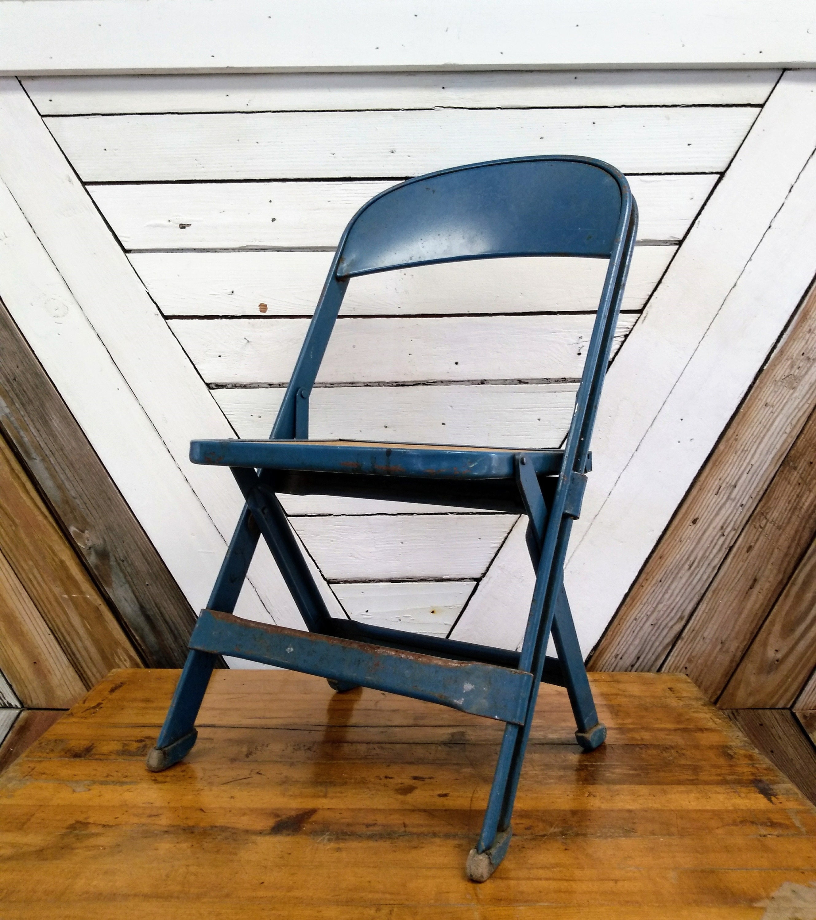Kid's Blue Chair Child Size Folding Chair Kid's Etsy