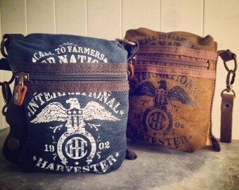 Convertible Belt Bag; Canvas and Leather Hip Bag; Farmall CASE IH Waist Beltbag with Eagle; Selina Vaughan Studios; International Harvester