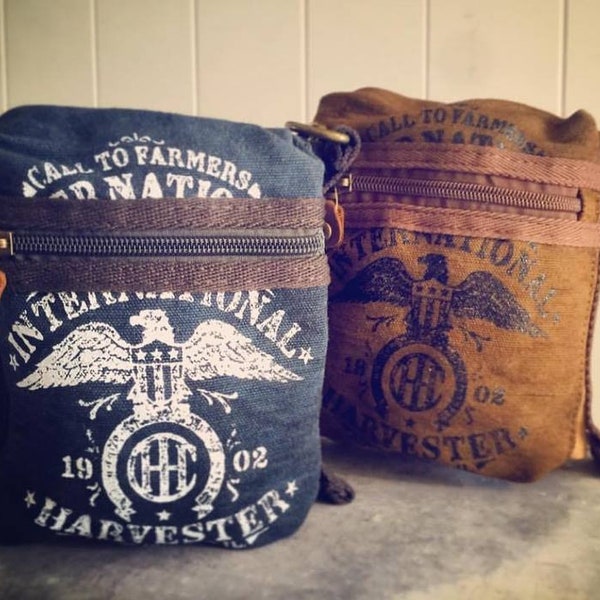 Convertible Belt Bag; Canvas and Leather Hip Bag; Farmall CASE IH Waist Beltbag with Eagle; Selina Vaughan Studios; International Harvester