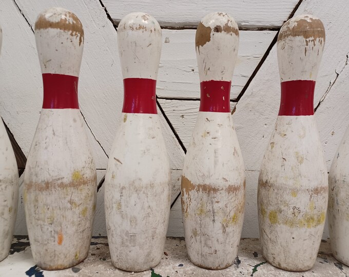 Antique Wooden Bowling Pin Vintage Bowling Pin Mantle Decor Arcade or