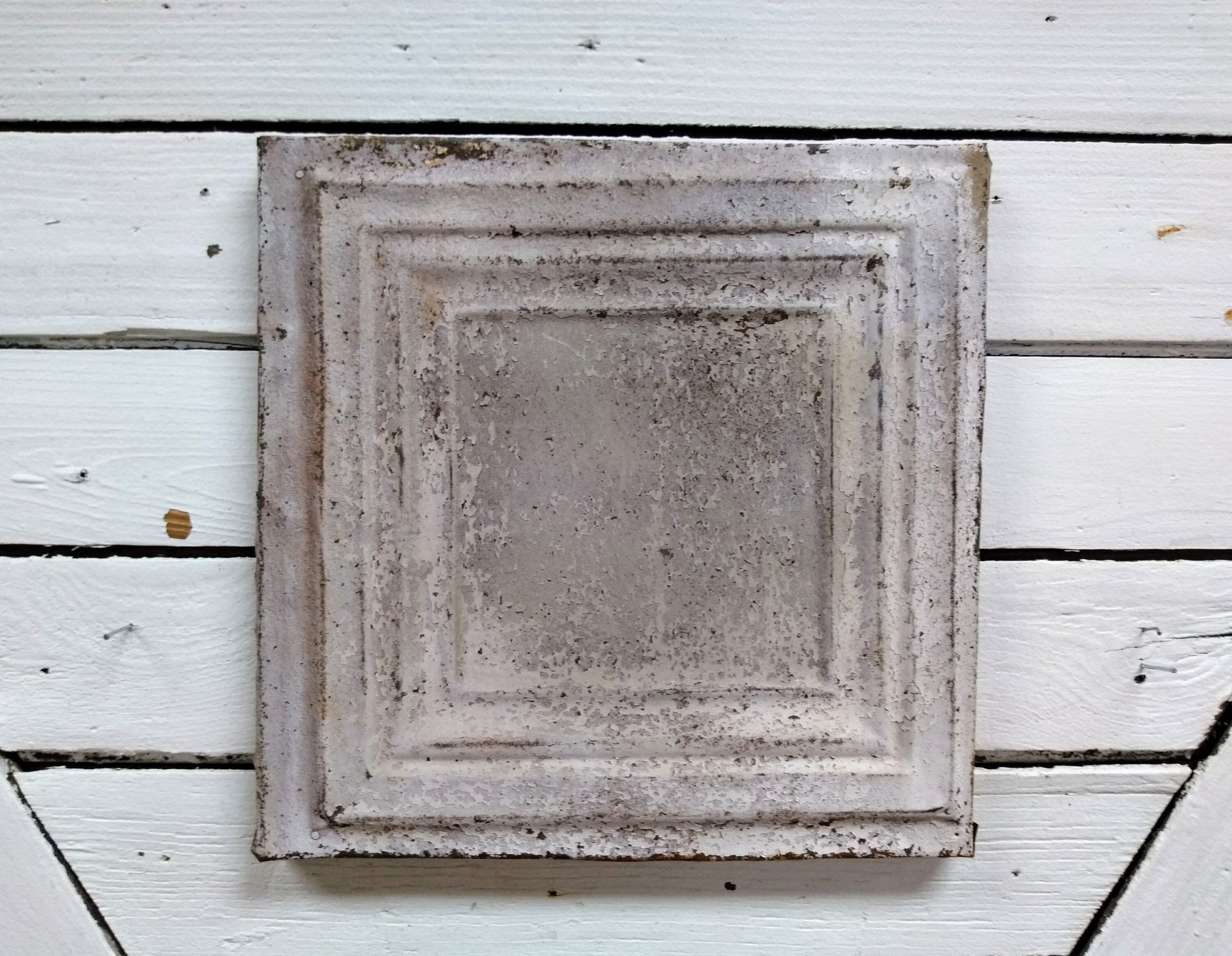 Pressed Tin Square Ceiling Tile Wall Hanging Architectural Etsy