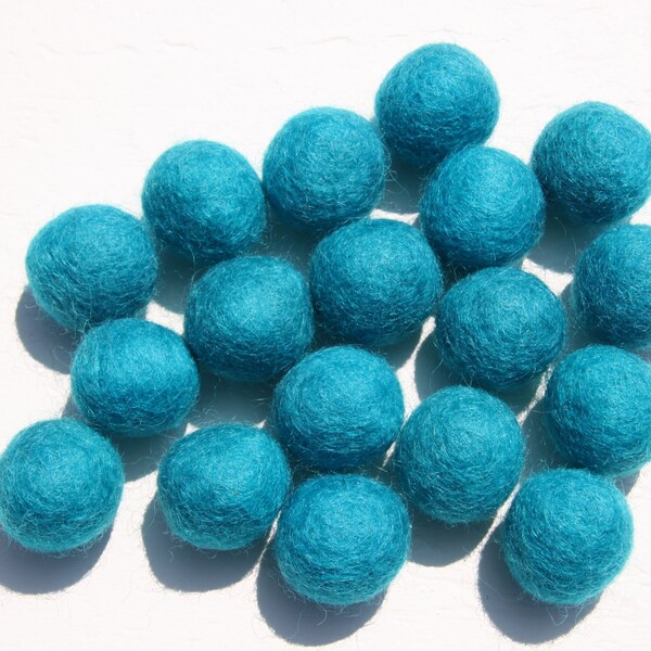 Turquoise Felt Balls | Fair Trade 1" Wool Pom Poms | DIY Garland Mobile Craft Supplies | Montessori | Reggio Emilia Approach | Loose Parts