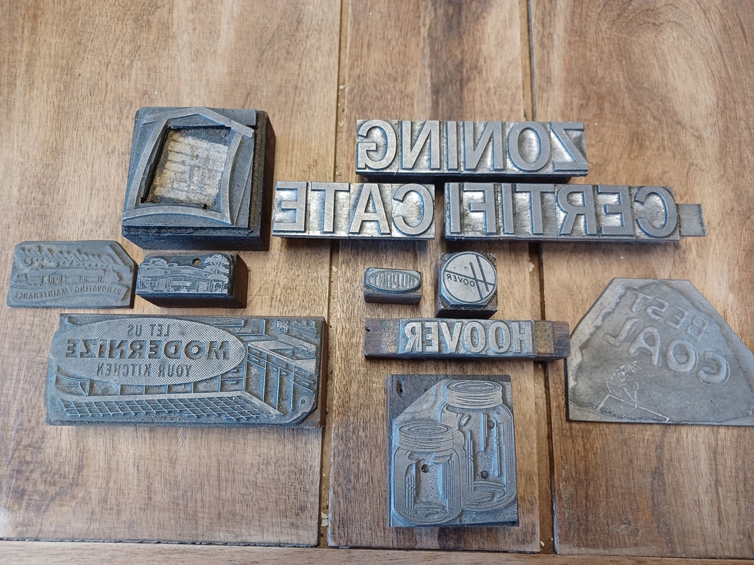 Antique Letterpress Blocks Vintage Printer Block Advertising Real Estate Zoning House Property