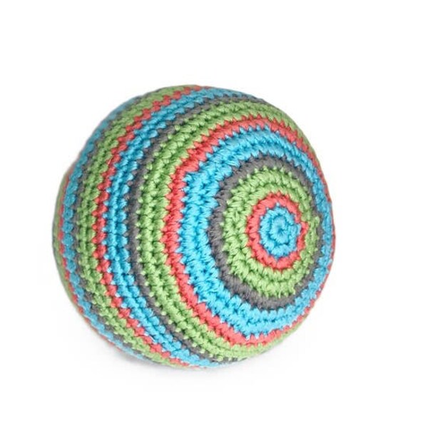 Ball Rattle - Stripey | Baby Toddler Gift | Pebble | Fair Trade | Handmade Knit Toy | Soft Ball with Stripes | Machine Washable | Kid Play