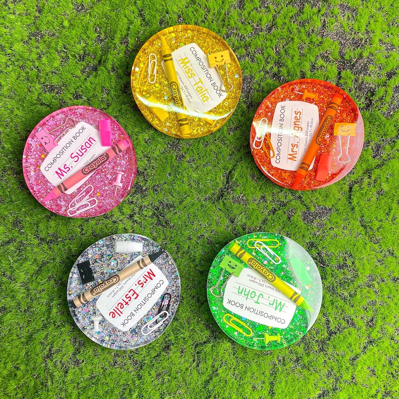 Personalized Clear Resin Coaster for Teachers – Custom Name Drink ...