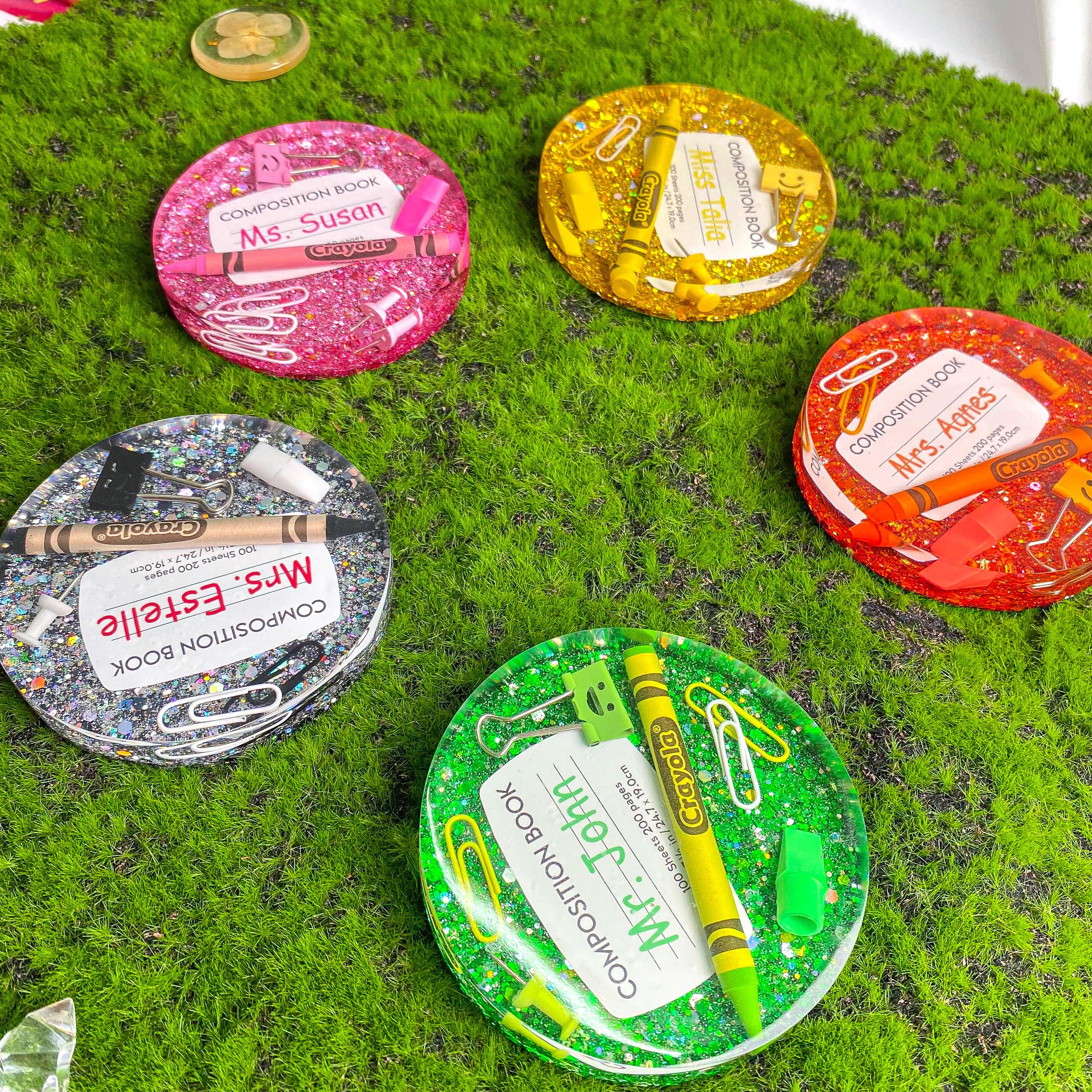 Personalized Clear Resin Coaster for Teachers – Custom Name Drink ...
