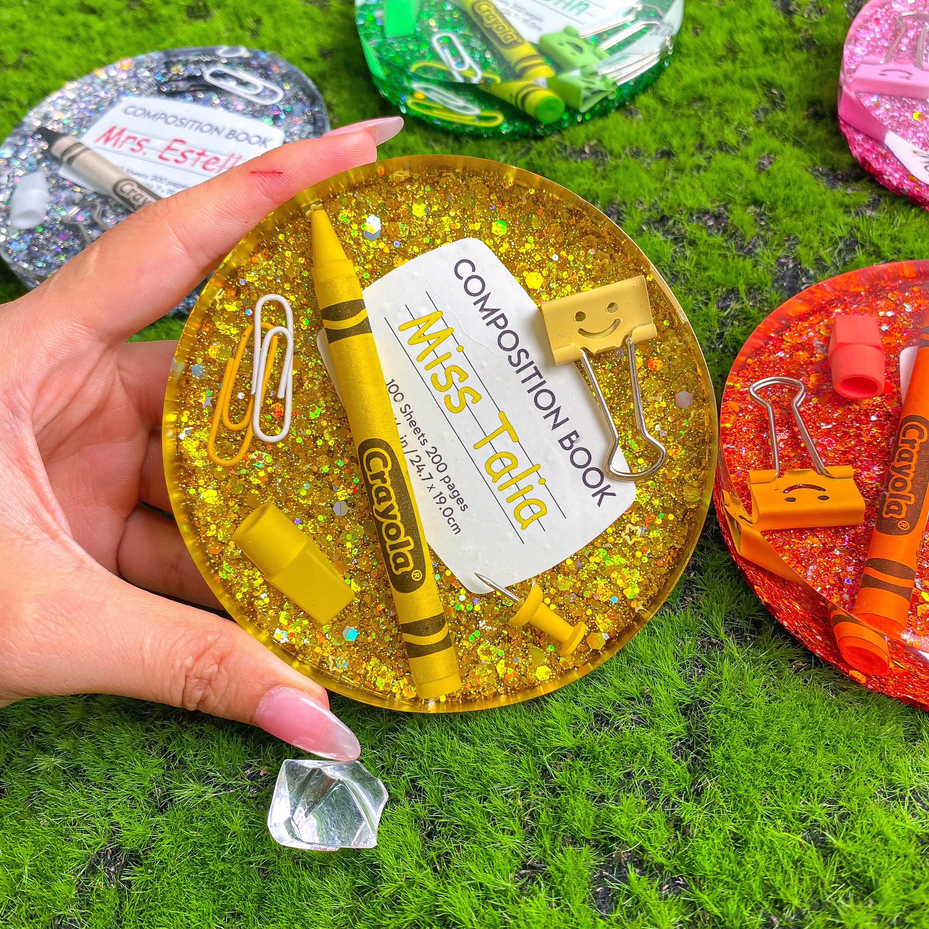 Personalized Clear Resin Coaster for Teachers – Custom Name Drink ...
