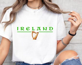 Camiseta con gráfico de herencia irlandesa: mapa celta, diseño de trébol