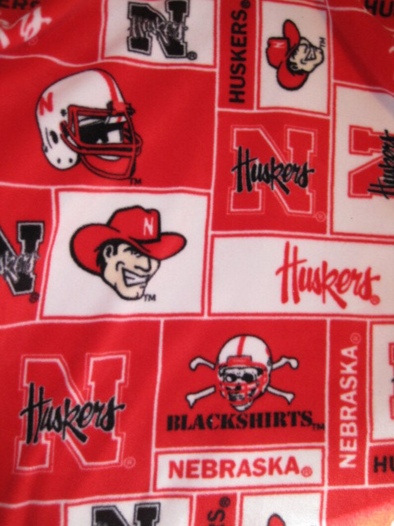 Nebraska Husker Logos and Emblems With Gray Handmade Blanket Etsy