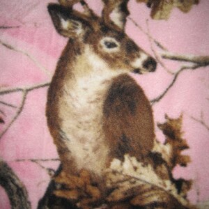 Deers on Pink with Brown Fleece Blanket Ready to Ship Now image 1