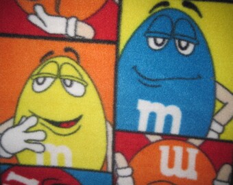 M and M's in Rectangles with Orange Lap Throw - Ready to Ship Now